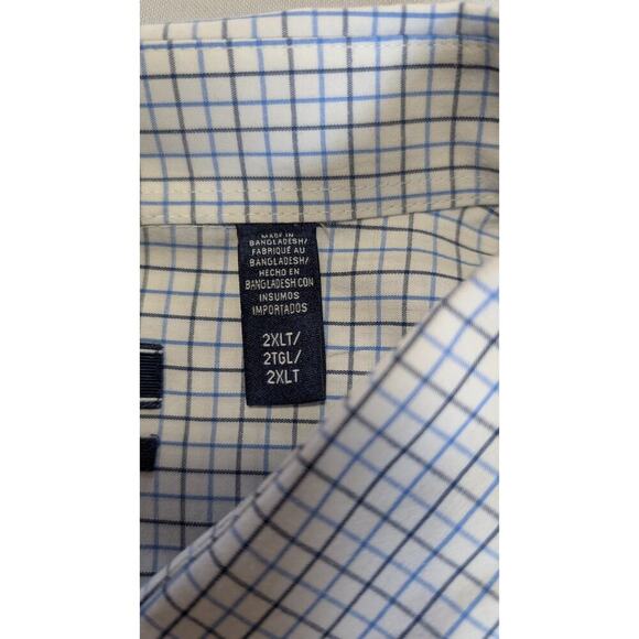 IZOD Premium Essentials Men’s 2XLT Long Sleeve White Blue Gray Check Cotton - Picture 5 of 9